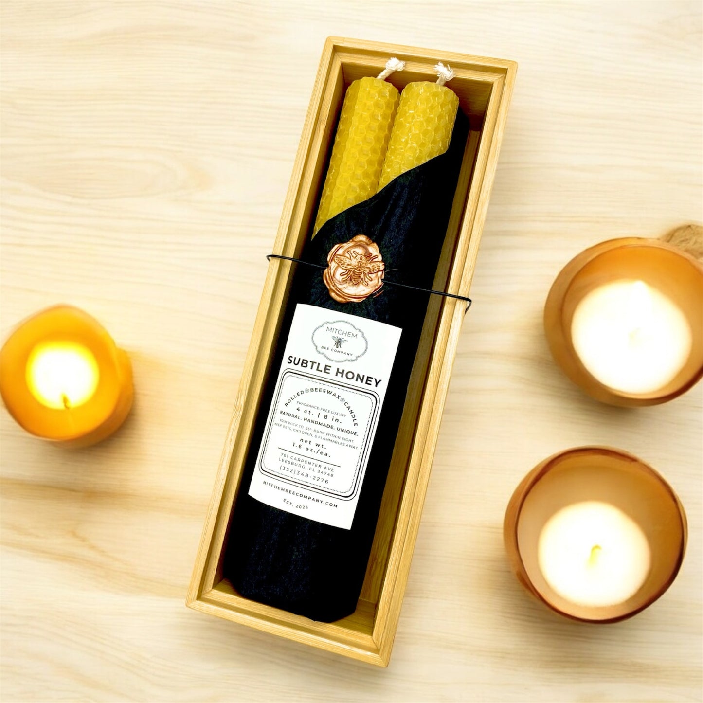 Subtle Honey Rolled Beeswax Candles