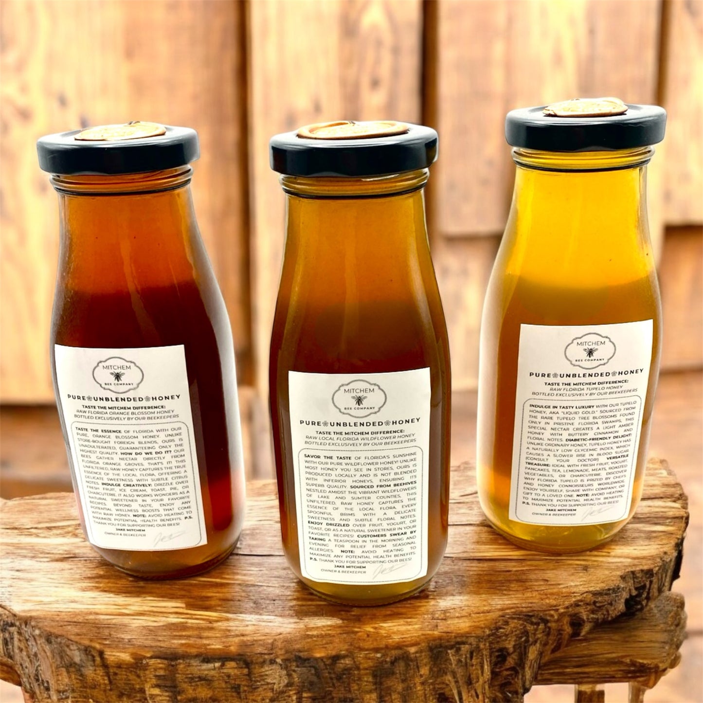 1 lb. Raw Honey - Glass Bottle