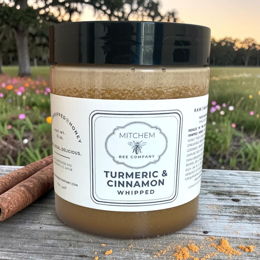 12 oz. Turmeric & Cinnamon Whipped Raw Honey - Mitchem Bee Company
