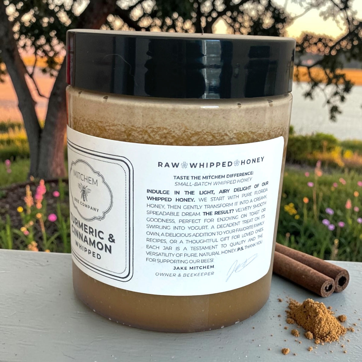 12 oz. Turmeric & Cinnamon Whipped Raw Honey - Mitchem Bee Company