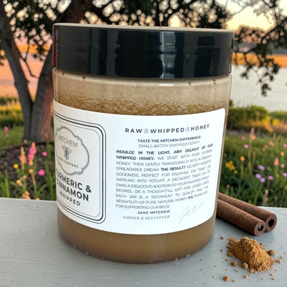 12 oz. Turmeric & Cinnamon Whipped Raw Honey - Mitchem Bee Company
