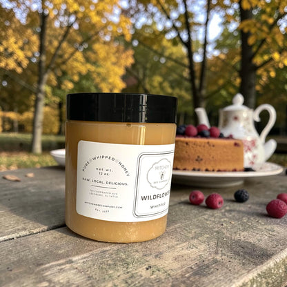 12 oz. Wildflower Whipped Raw Honey - Mitchem Bee Company