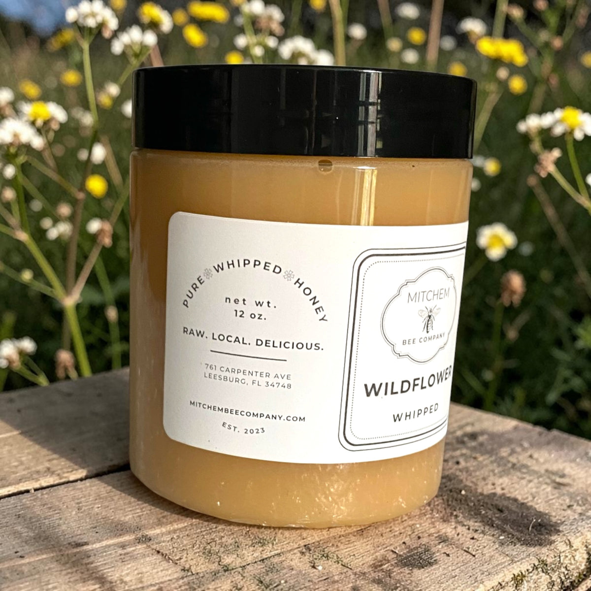 12 oz. Wildflower Whipped Raw Honey - Mitchem Bee Company