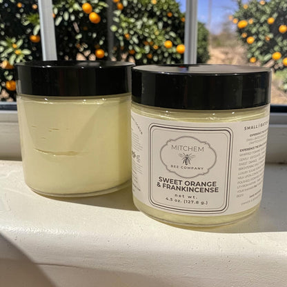 4.5 oz. Sweet Orange & Frankincense Whipped Raw Honey Sugar Scrub