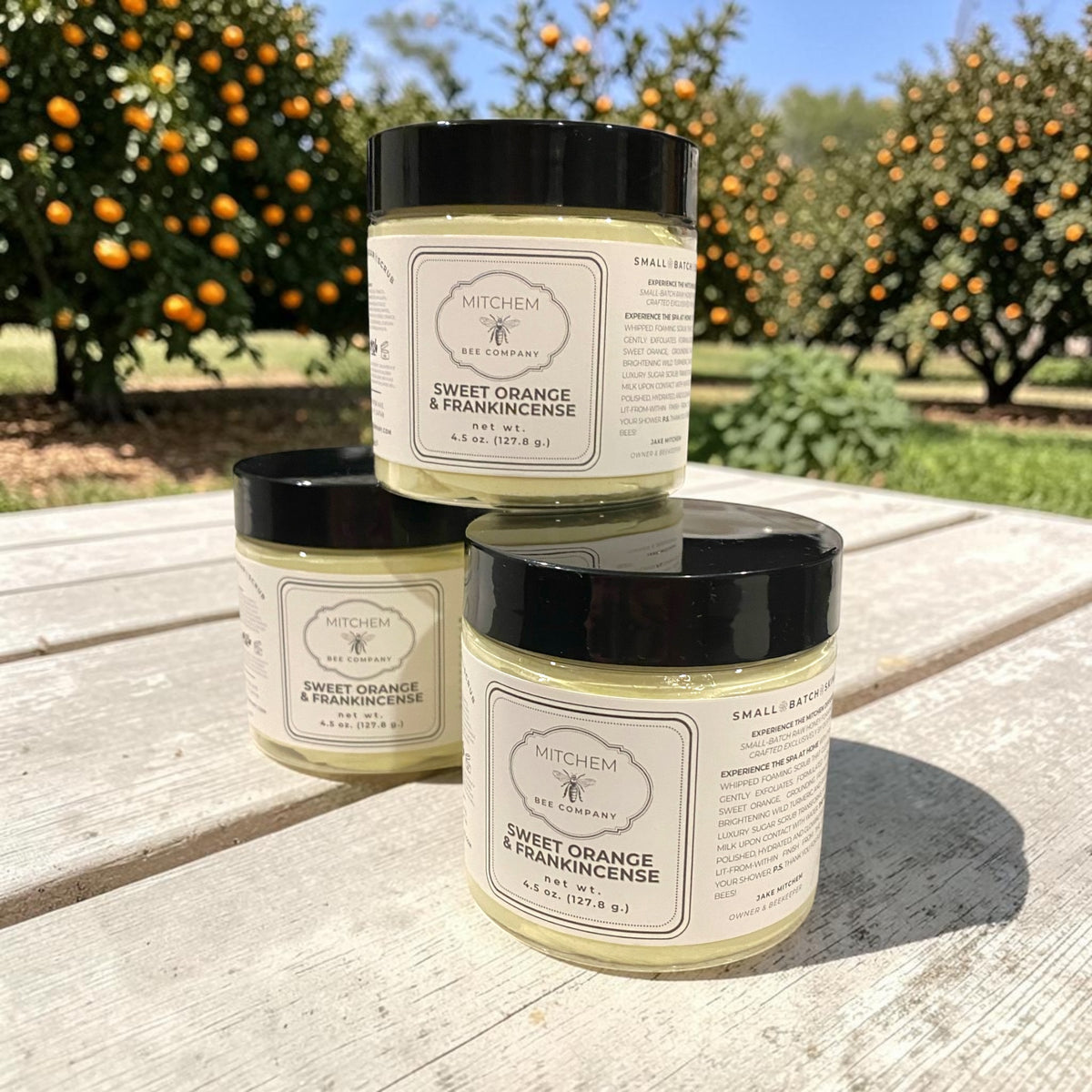 4.5 oz. Sweet Orange & Frankincense Whipped Raw Honey Sugar Scrub