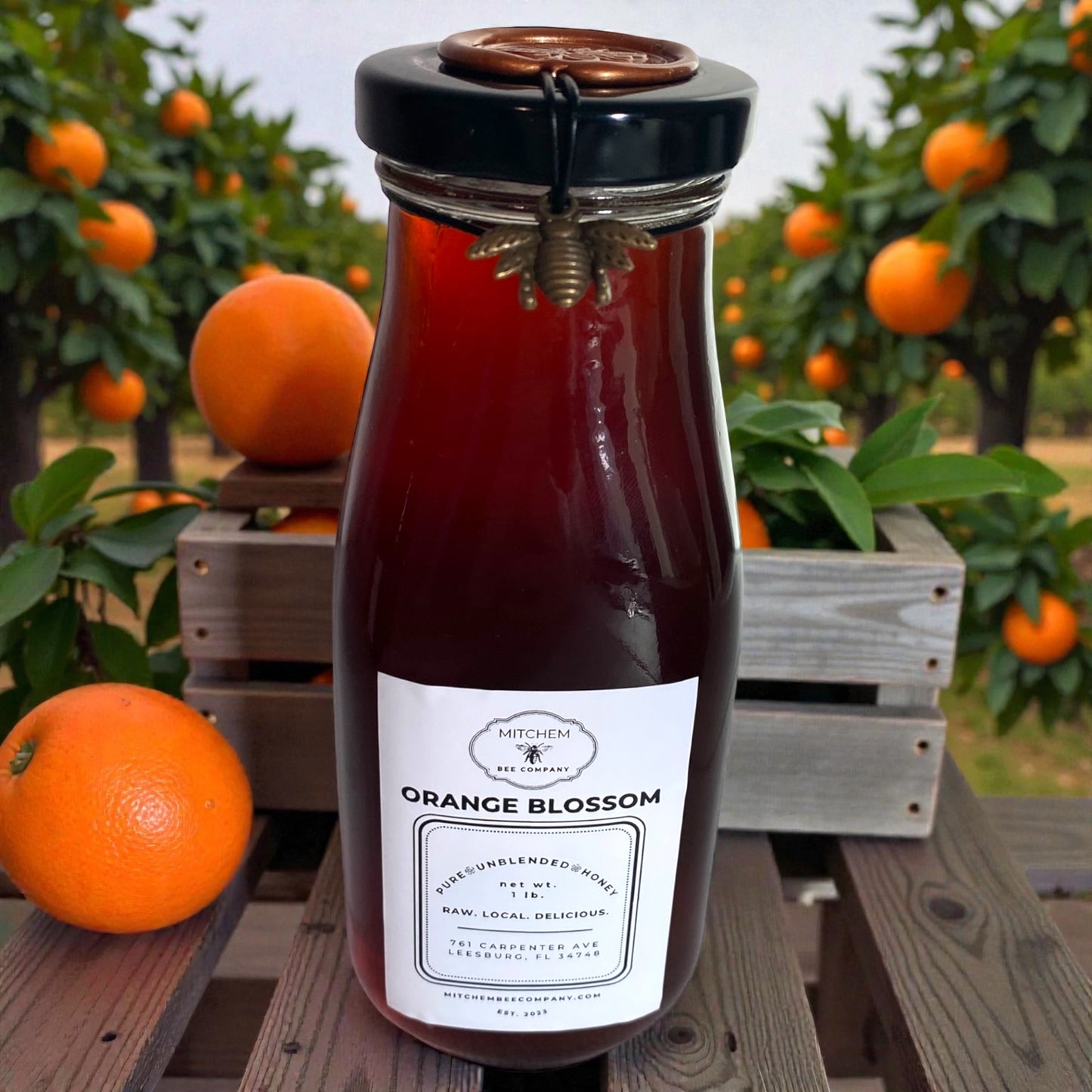 1 lb. Raw Honey - Glass Bottle