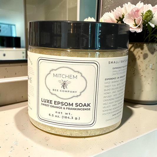 Luxe Epsom Soak – Sweet Orange & Frankincense Honey Bath Salts